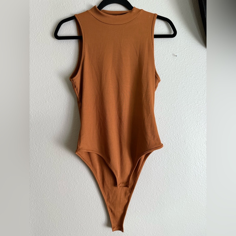 SHEIN Sleeveless High Neck Bodysuit - Rust